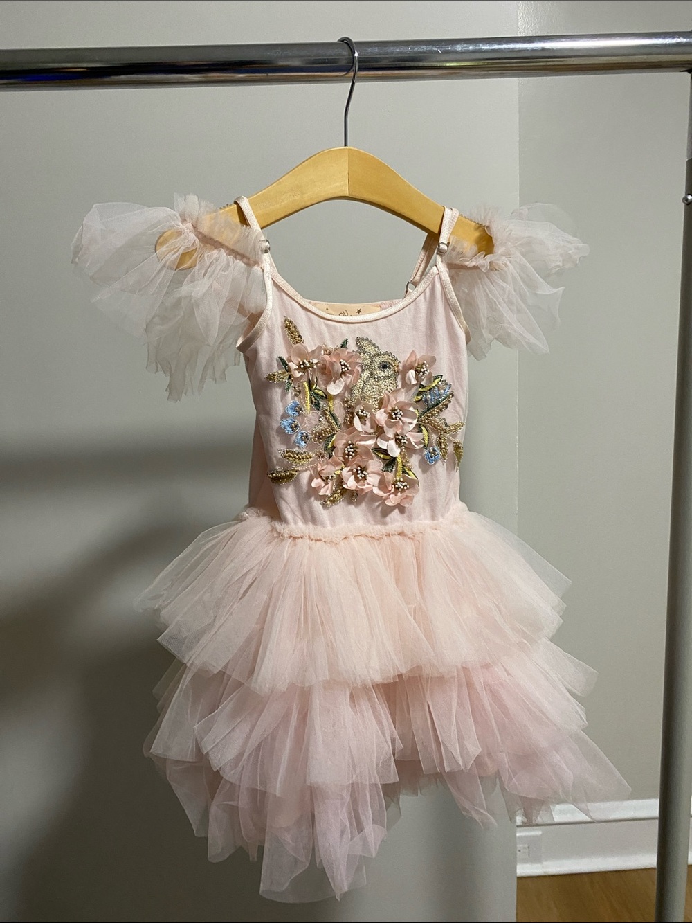 Tutu Du Monde Tutu Dress Pink Size 2-3Y Beaded Birthday Party Bunny Flowers